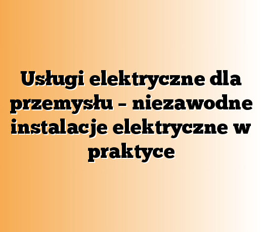 Usługi elektryczne dla przemysłu – niezawodne instalacje elektryczne w praktyce
