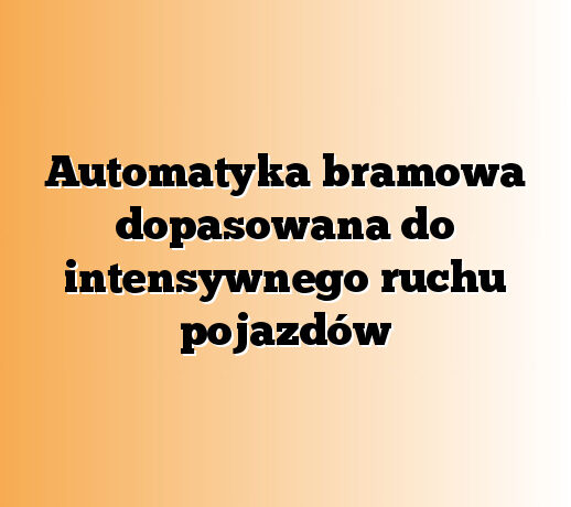 Automatyka bramowa dopasowana do intensywnego ruchu pojazdów