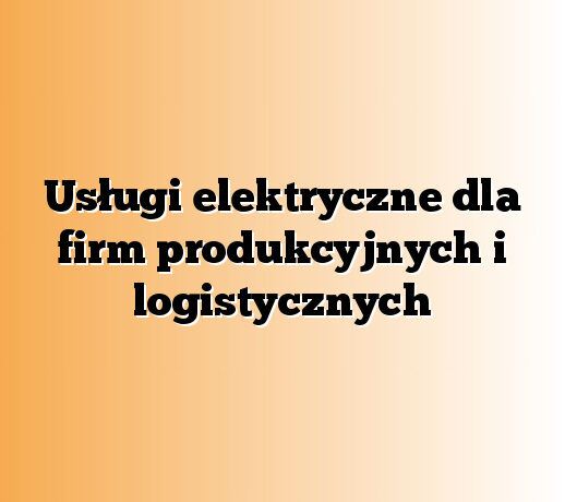 Usługi elektryczne dla firm produkcyjnych i logistycznych