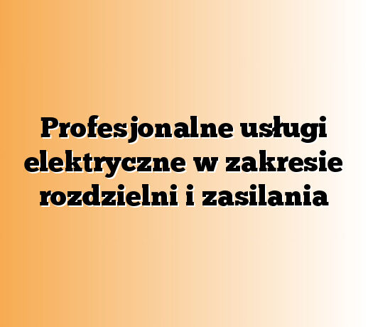 Profesjonalne usługi elektryczne w zakresie rozdzielni i zasilania